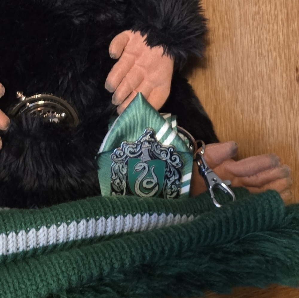 Black and Green Plush Toy with Slytherin Scarf